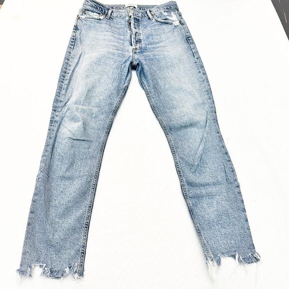 AGOLDE Nico Frayed Hem Button Fly Skinny Denim Jeans Size 28 - Picture 2 of 8